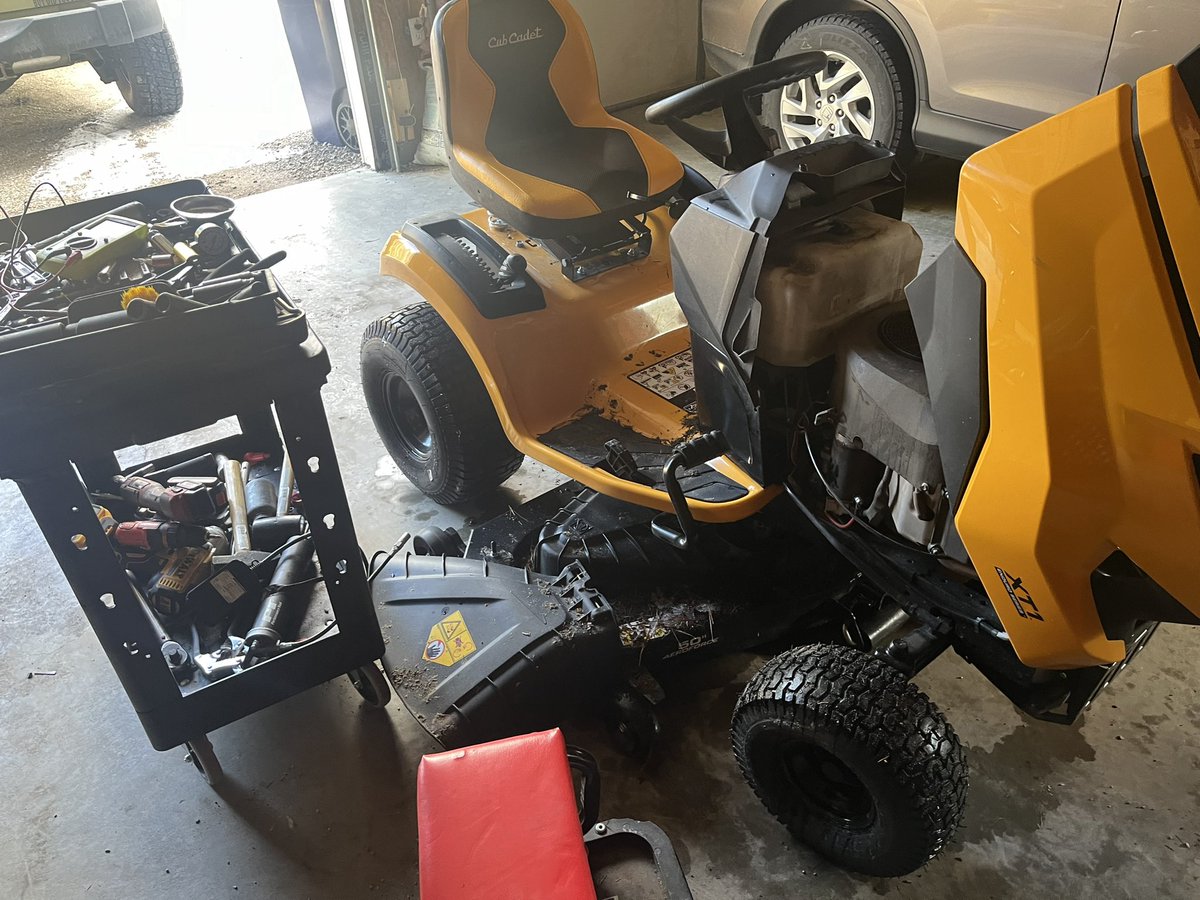 grundgetta49769's tweet photo. This little guy. Time to get the “Grendel” ready for its first full season. #cubcadet  #lt50 https://t.co/H5GJ1s2eD4