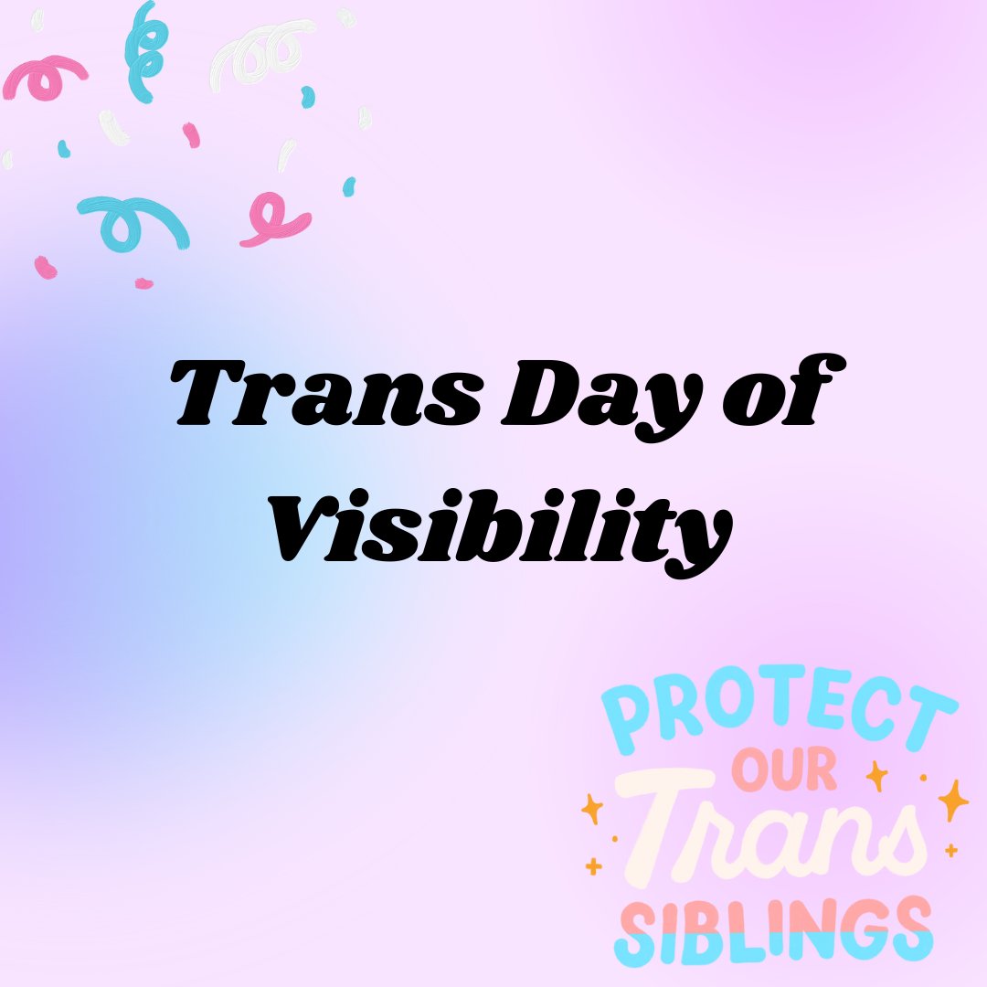 Today (and every day!) we celebrate our #trans siblings and wish you the utmost joy, health, and safety.
To cis allies, we urge you to support trans communities by combatting and educating yourself on the rise in anti-trans disinformation. 
#TDOV2024