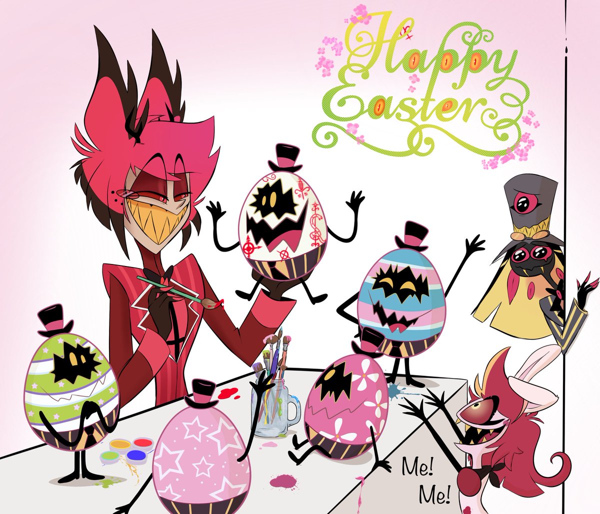 Happy Easter! 🐣
I think someone is having a great time decorating some Easter eggs…😆😜 #HappyEaster #EasterEggs #HazbinHotel #HazbinHotelAlastor #HazbinHotelSirPentious #HazbinHotelNiffty