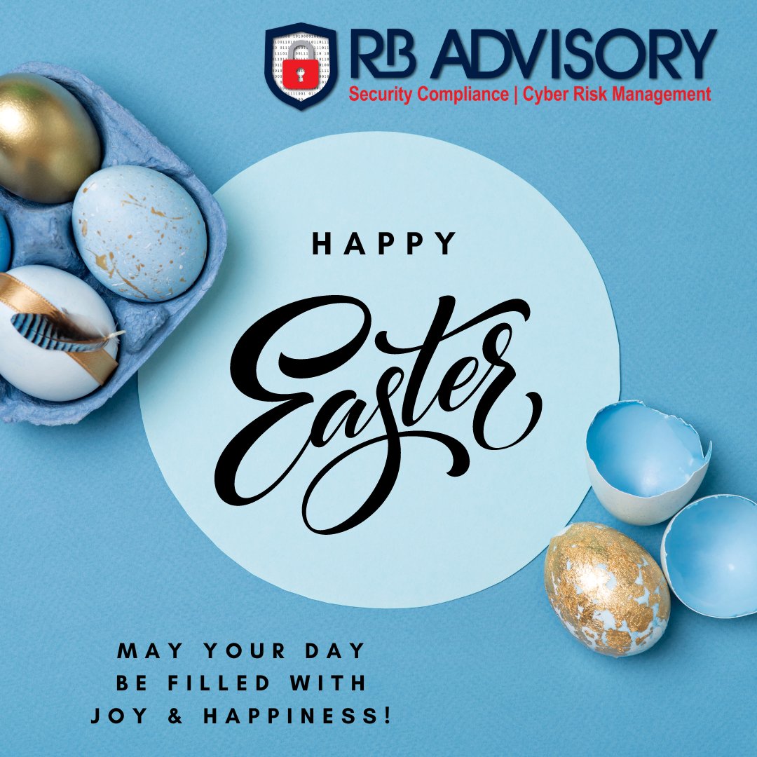 RB_Advisory's tweet photo. RB Advisory LLC wishes everyone a Happy Easter! 

May your day be filled with joy, happiness, and the promise of a bright future. 

#Easter2024 #RBAdvisory #CyberSecurity #NewBeginnings https://t.co/AnzZwJTnn4