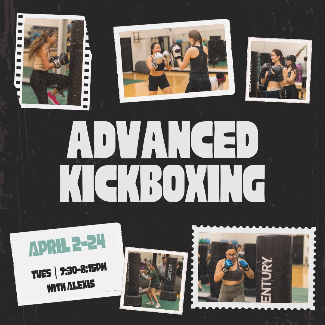 ⏳Time is running out to grab your spot in advanced kickboxing!👊

💃 We want YOU in this once-in-a-semester course, we've never offered before!

🌟We'll see you there!