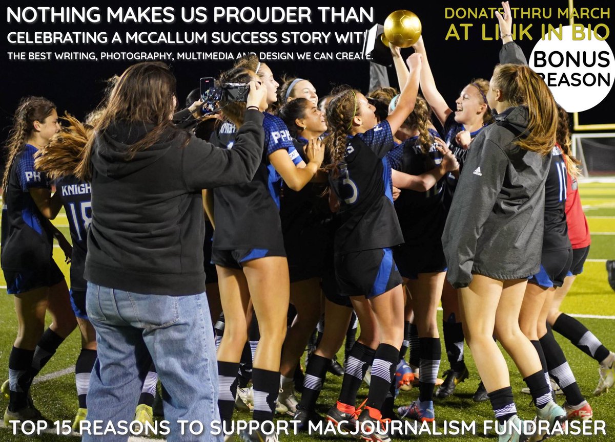 BONUS REASON TO SUPPORT MACJ: Nothing makes us prouder than celebrating a @McCallumHS success story with our best writing, photography, multimedia and design. Donation portal is open until midnight at the link below. give.livingtree.com/c/support-macj… Photo by Chloe Seckar-Martinez.