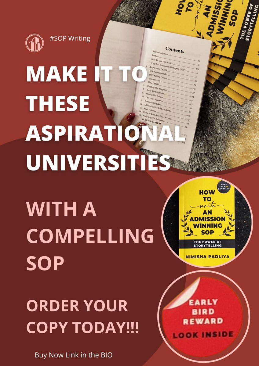 nimisha_padliya's tweet photo. How to Write An #Admission Winning #SOP is now available on #Amazon #Kindle To get the #earlybird #reward look inside the #book #academicwriting #statementofpurpose #affinitywall #studyabroad #mph #msinus #singapore #australia #postgraduate #scholarship #universities #admissions https://t.co/nuftNGdPfW