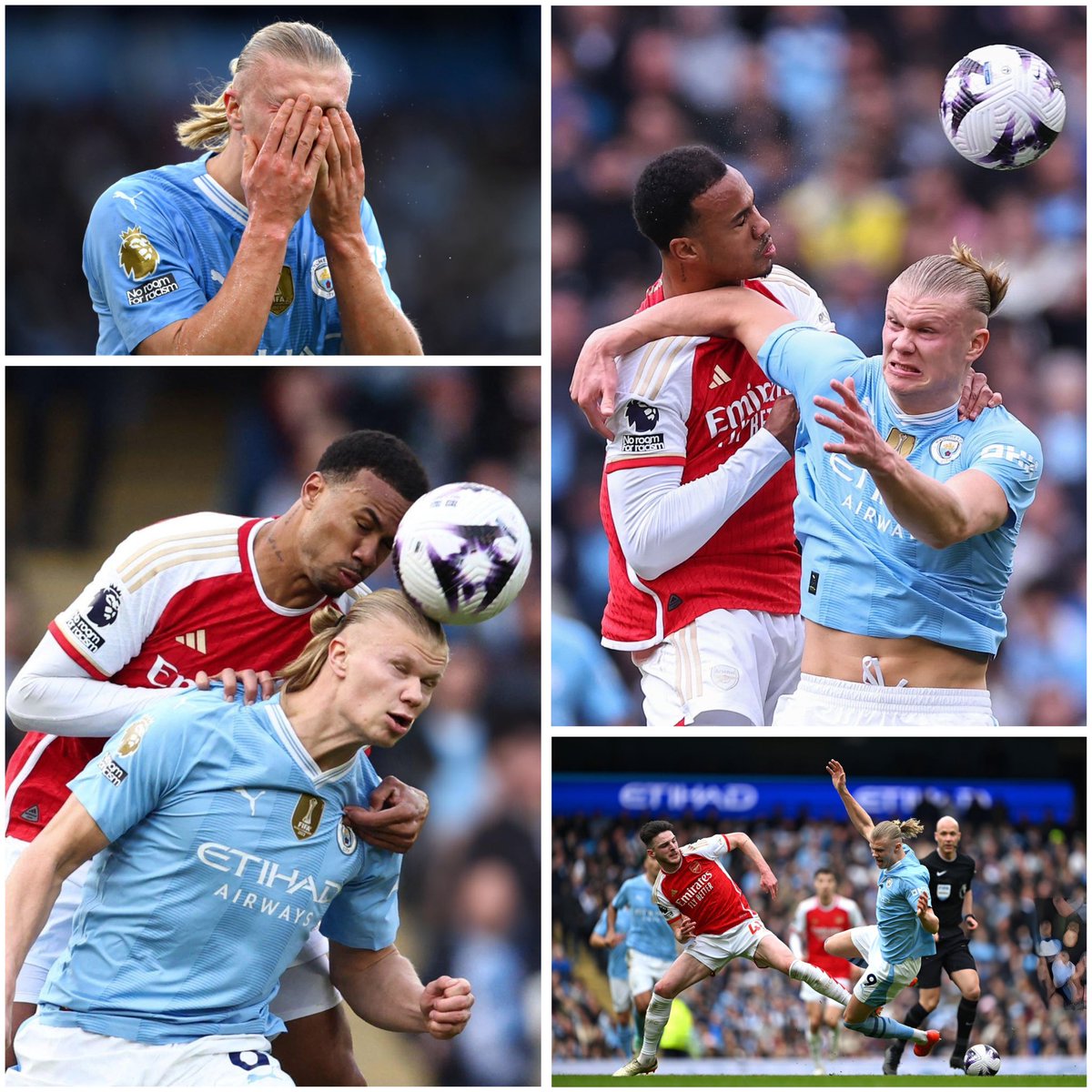ArsenalN7's tweet photo. Haaland got manhandled out there 💪 https://t.co/Xf0TQw3Mbk