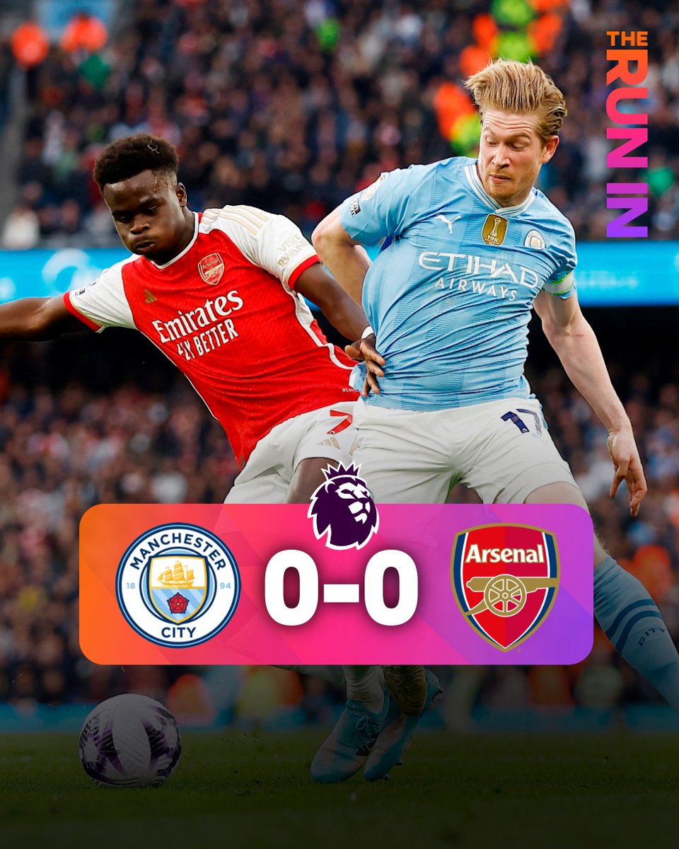 premierleague's tweet photo. It ends goalless between @ManCity and @Arsenal ⚖️

Neither side is able take advantage of the opportunity to overtake @LFC at the top of the table!

#MCIARS https://t.co/W6nSlLAWKi