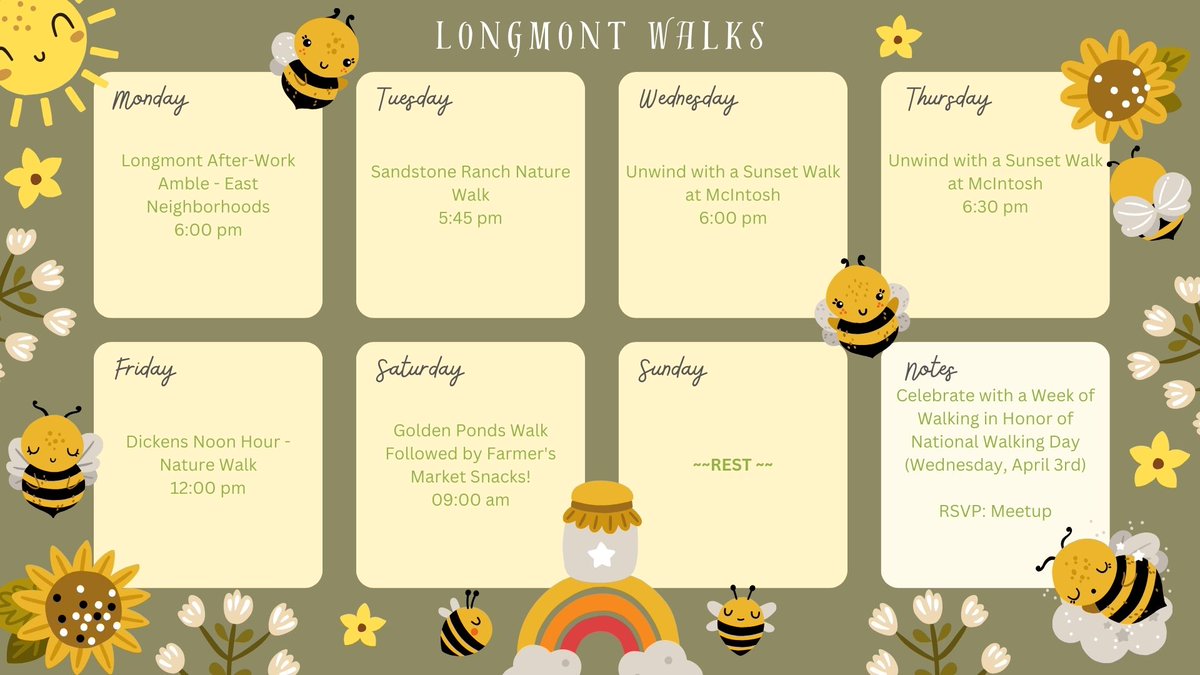 Spring is in the air and we have lots of walks on our calendar! 

RSVP on <a href="/Meetup/">Meetup</a>

#longmontwalks #longmont #Colorado #spring #nationalwalkingday #community #publichealth