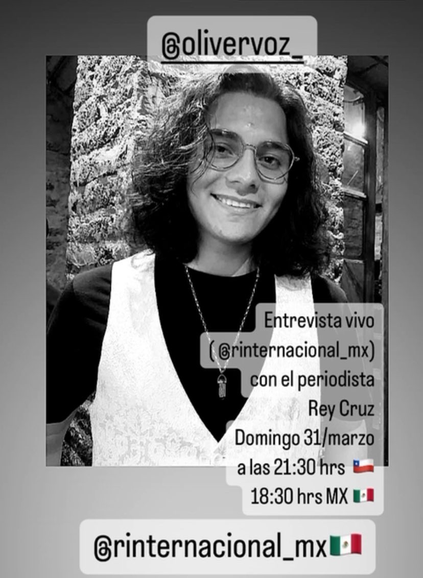 ATENCIÓN  HOY 21:30 hrs. ‼️
#IGLive 
#Mexico 
#Oliver 
#Estreno 
#MueresPorMiAmor
#EldiariodeZurita
#ZuritaInformada #CoctelDeEstrellas #MeLoDijoAdela #AquiVuelanPlumas #ReporteroFantasma
#LaureldeOroChle @olivervoz_  @rinternacional_mx