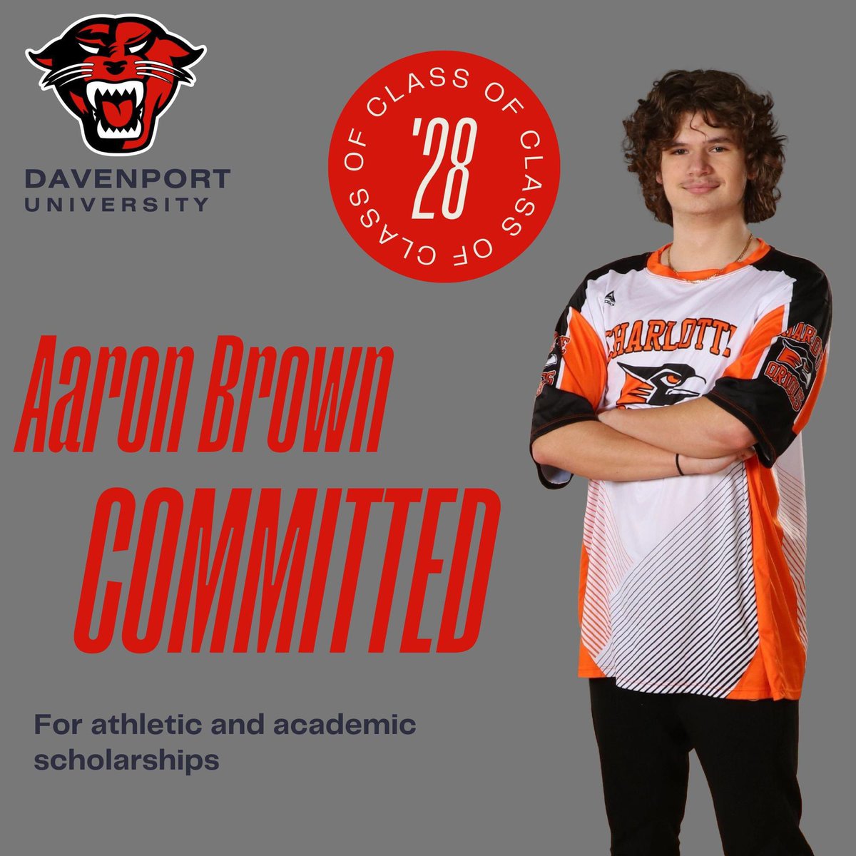 We want to send a huge CONGRATULATIONS to Aaron Brown on receiving an athletic and academic scholarship to attend Davenport University!

Aaron is interested in studying Business &amp; Marketing, and we're excited to see him takes his next steps on a great journey!