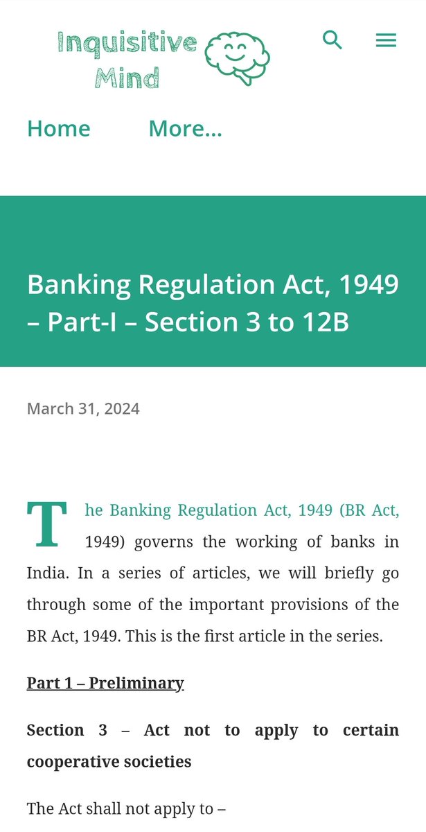 inquisitivemind5.blogspot.com/2024/03/bankin…

#RBI #rbipolicy #banking #bank #banks #bankingjobs #bankingandfinance #bankjobs #bankingcareers #regulatorycompliance #regulation #regulatory #regulations #regulators #regulator #regulatoryframework #bract #act #Law
