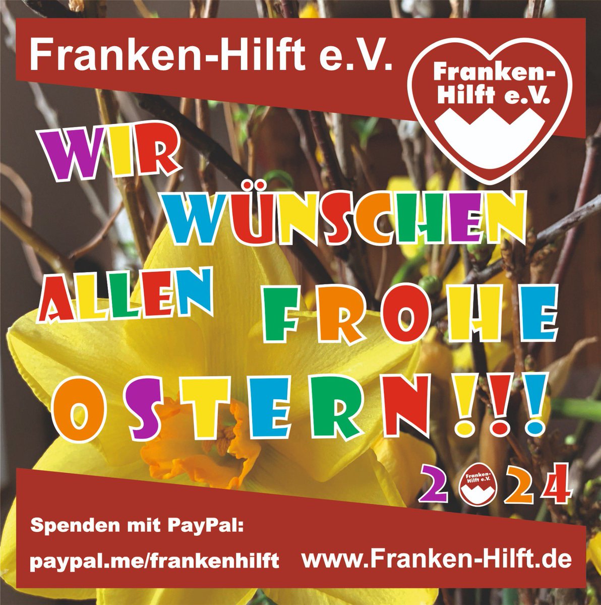 frankenhilft's tweet image. Franken-Hilft e.V. wünscht Euch frohe Ostern 🐣 #Franken #Ostern