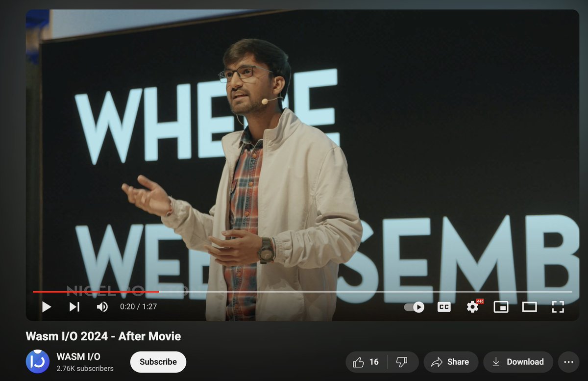 therajiv's tweet photo. The 2024 Wasm I/O after-movie is out, and here you can see me.
https://t.co/8XVlLld8Q0
#wasmio #wasmio24 https://t.co/ZFqR0BjiYa