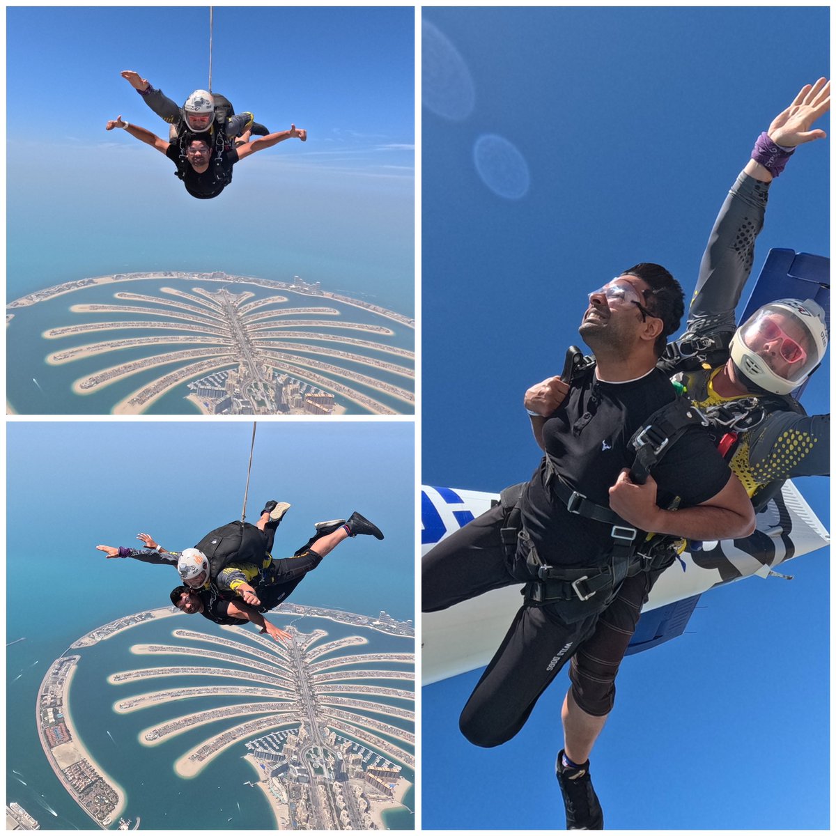 'Thrilled to tick off skydiving in Dubai from bucket list! 🛩️ Freefalling over the iconic Palm Jumeirah and the mesmerizing skyline was an experience like no other. Definitely a must-do for all adrenaline junkies! #SkydivingDubai #AdventureTime ✨'