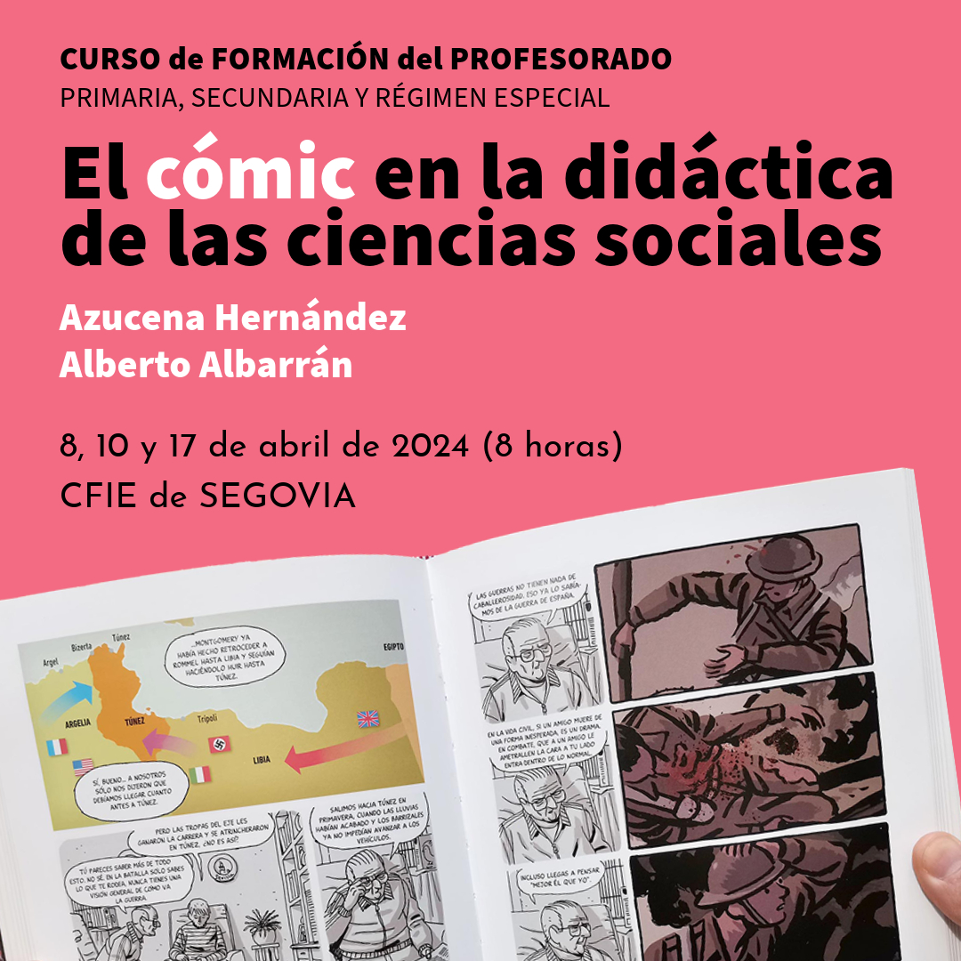Los días 8, 10 y 17 de abril impartiré un curso en el @CFIE_Segovia, junto con la Catedrática de Economía de Secundaria y doctora en Educación, Azucena Hernández, en el que abordaremos el cómic dentro de la didáctica de las ciencias sociales. +información: reforacen.educa.jcyl.es/convocatoria/f…