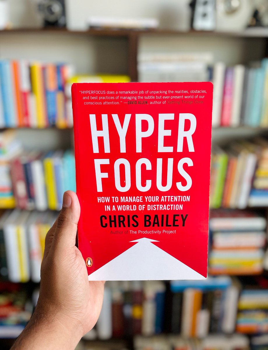 “Hyperfocus by Chris Bailey”

It is one of the most practical productivity books I've read. It will help you to effectively manage your attention with actionable data-driven insights to become more productive, creative and purpose driven.

10 lessons from the book 🧵