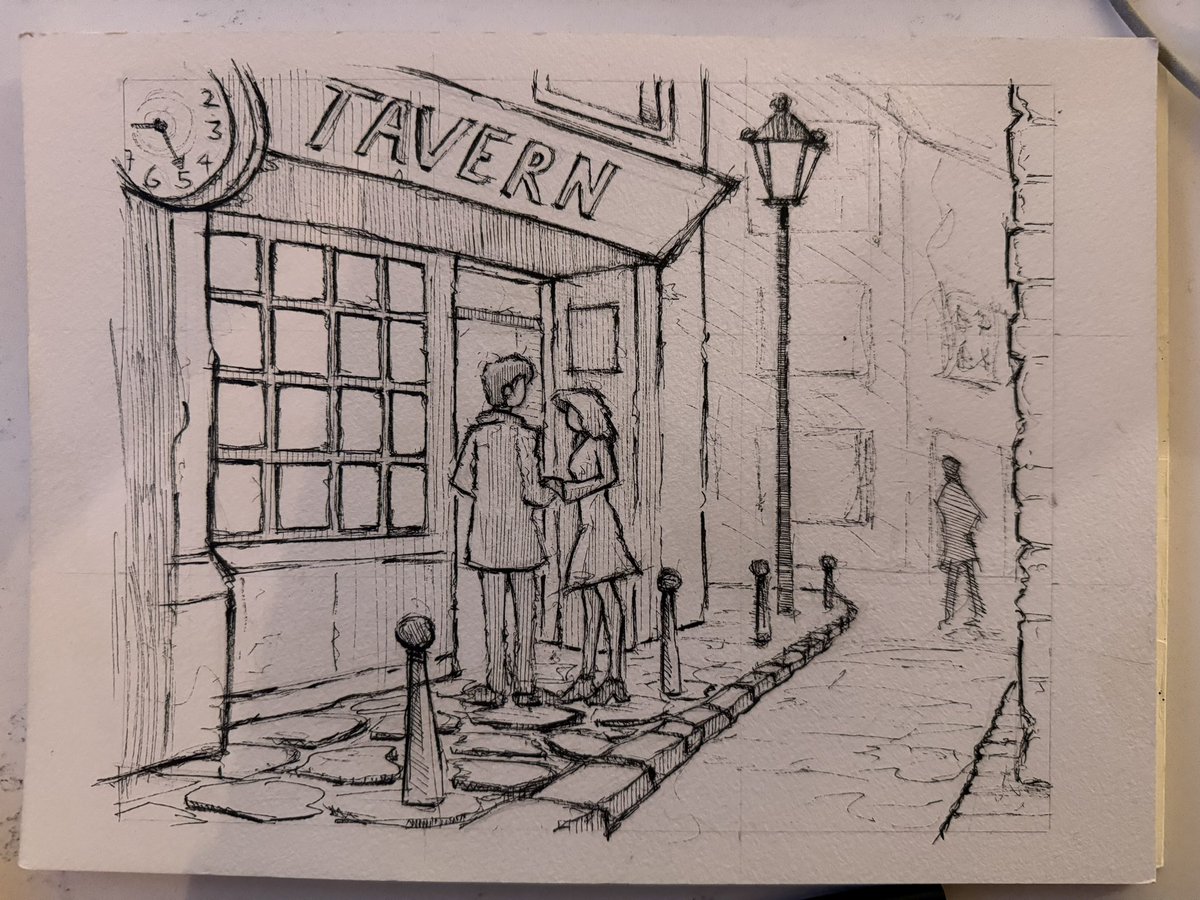 donoghmclaverty's tweet photo. Closing Time #watercolour #lineandwash #urbansketch https://t.co/g6n74t8V5C