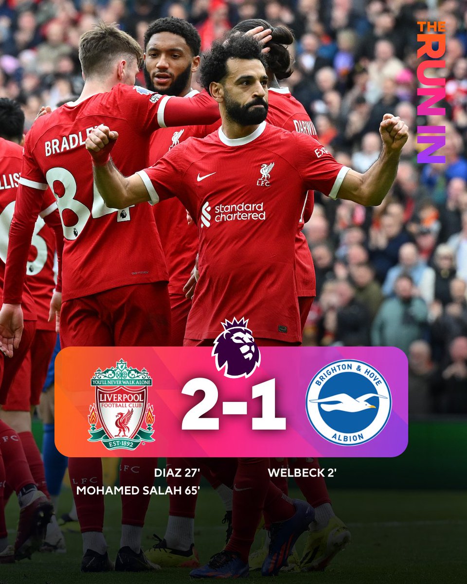 🔴 @LFC come from behind to win, and they take their chance to go top of the table! 📈

With @ManCity 🆚 @Arsenal coming up next, will the Reds end the day there?

#LIVBHA