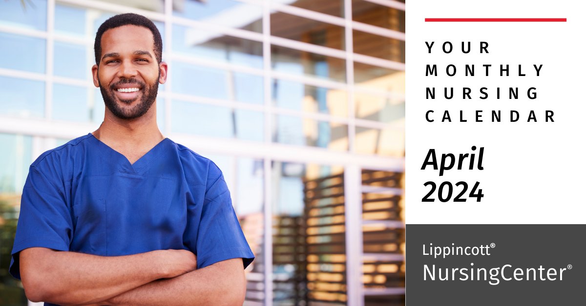 NursingCenter's tweet image. Here's what's coming up in April! ow.ly/XAp550R52Mi

#OHNWeek 
#WOCNurseWeek2024 
#TransplantNursesWeek 
#IBSAwarenessMonth 
#CelebrateDifferences 
#DonateLifeMonth