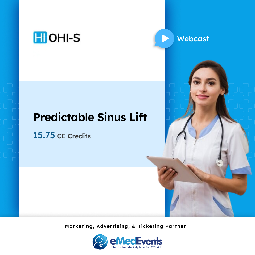 eMedEvents's tweet photo. 👃💻 Enhance your skills with our Predictable Sinus Lift webcast! 🌐 Register now for this informative session and earn 15.75 CE credits - https://t.co/CX6T5nCntY
#SinusLift #DentalEducation #CEcredits #meded #eMedEvents 🦷🌟 https://t.co/dd1fge5YpP