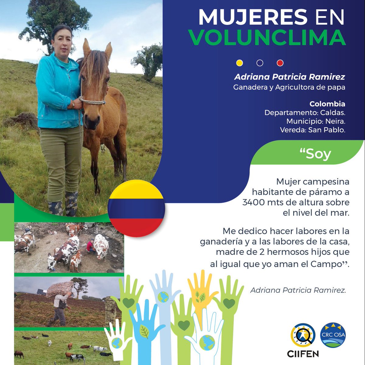 ciifen's tweet photo. Hoy es un día especial en el que honramos a 5️⃣ mujeres excepcionales que forman parte de la red VolunClima. Su dedicación y pasión son un ejemplo para todos nosotros. #VolunClima 🌍👏(Hilo 1/2) https://t.co/PrCtsBoVR4