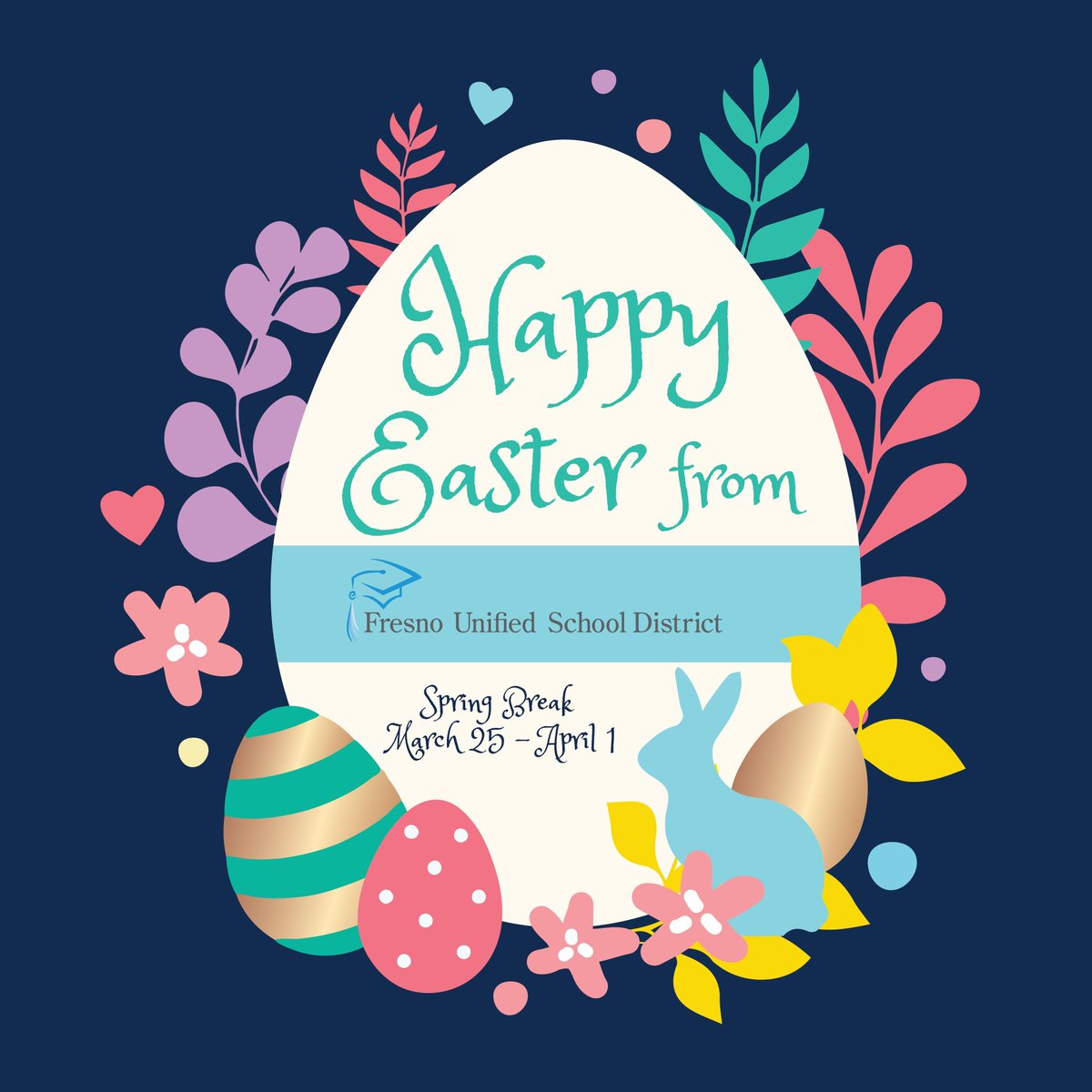 🐣🌼 Happy Easter, Fresno Unified Fam! 🌼🐣 Sending heaps of sunshine and smiles your way!