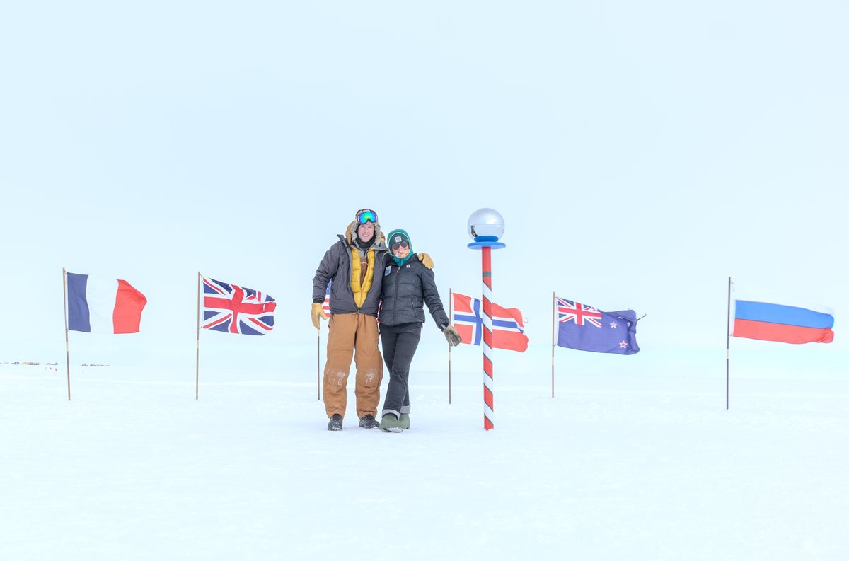 Capture unforgettable memories at the Ceremonial Pole outside Amundsen-Scott Station. Surround yourself with the flags of Antarctic Treaty signatory nations and snap photos to cherish forever. #SouthPoleAdventures Photo: Darren Trapp