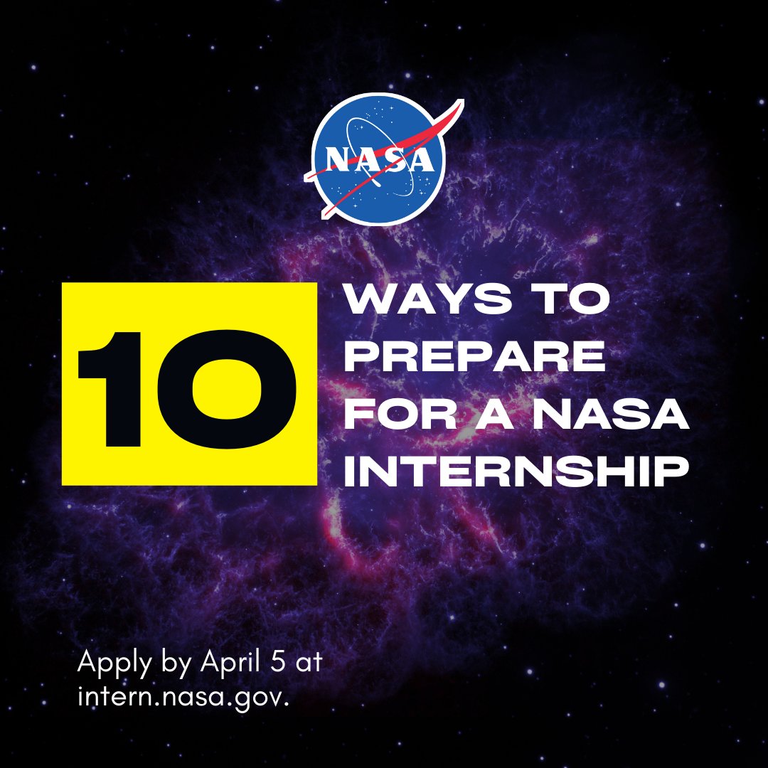 NASAInterns's tweet image. Looking to join us as a #NASAIntern but don&apos;t know where to start? 

Here are 10 Things You Can Do Now to Prepare for a @NASA Internship: go.nasa.gov/47TJPKU

Apply by April 5 at intern.nasa.gov