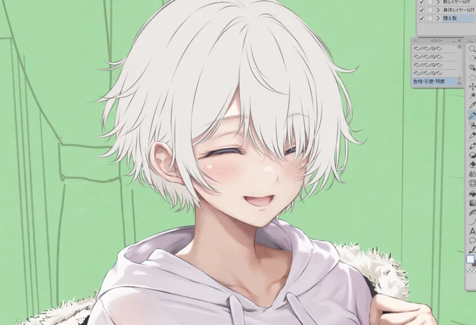 にっこり笑顔好きwip1日夜には仕上げアップしたい 