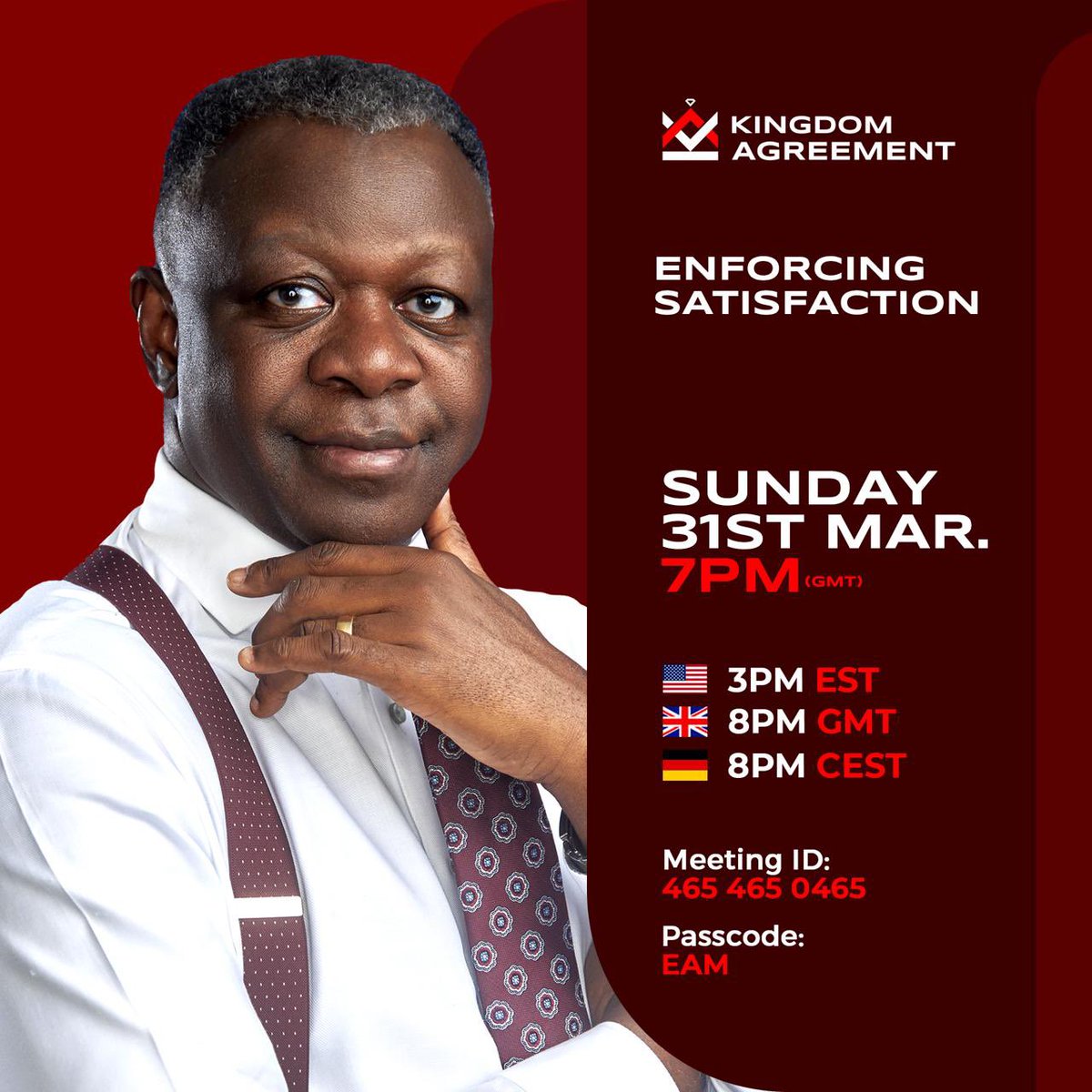 Kingdom Agreement with Pastor Eastwood comes your way today at 7pm GMT via Zoom. #PastorEastwood #KingdomAgreement