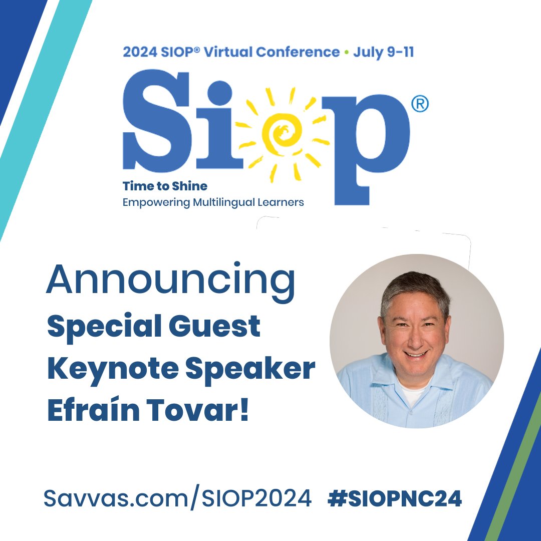Announcing Special Guest Keynote Speaker @EfrainTovarJr! Efraín is a middle school Newcomer & ELD Teacher in Selma, CA & will share his insights on building a sense of community in schools. ➡️ Register today: Savvas.com/SIOP2024 #K12 #MLLChat #SIOPNC24 @SIOPModel