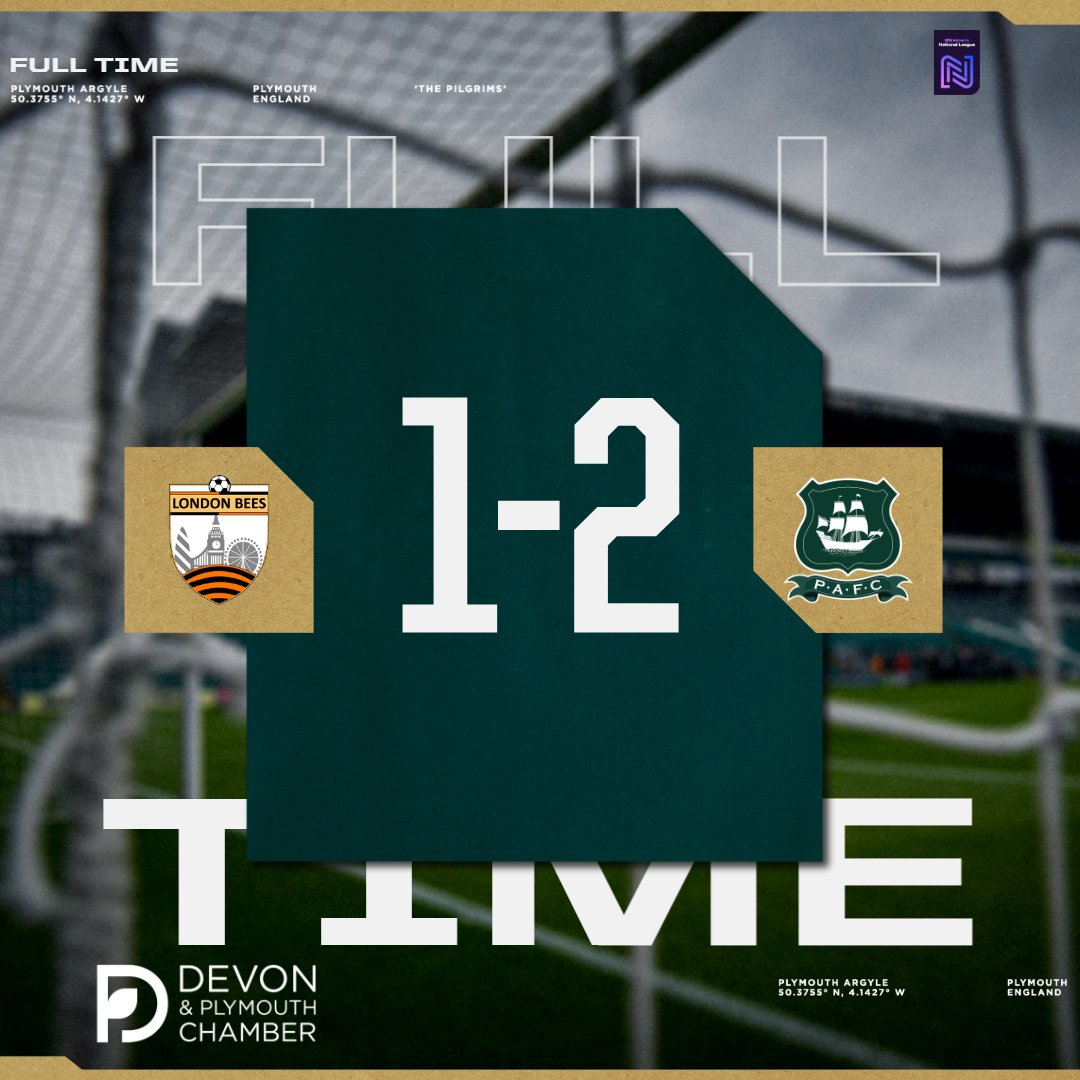 ⏰ Full-time at The Hive and three point secured. Happy Easter Greens. #pafc | Powered by @Chamber_Devon