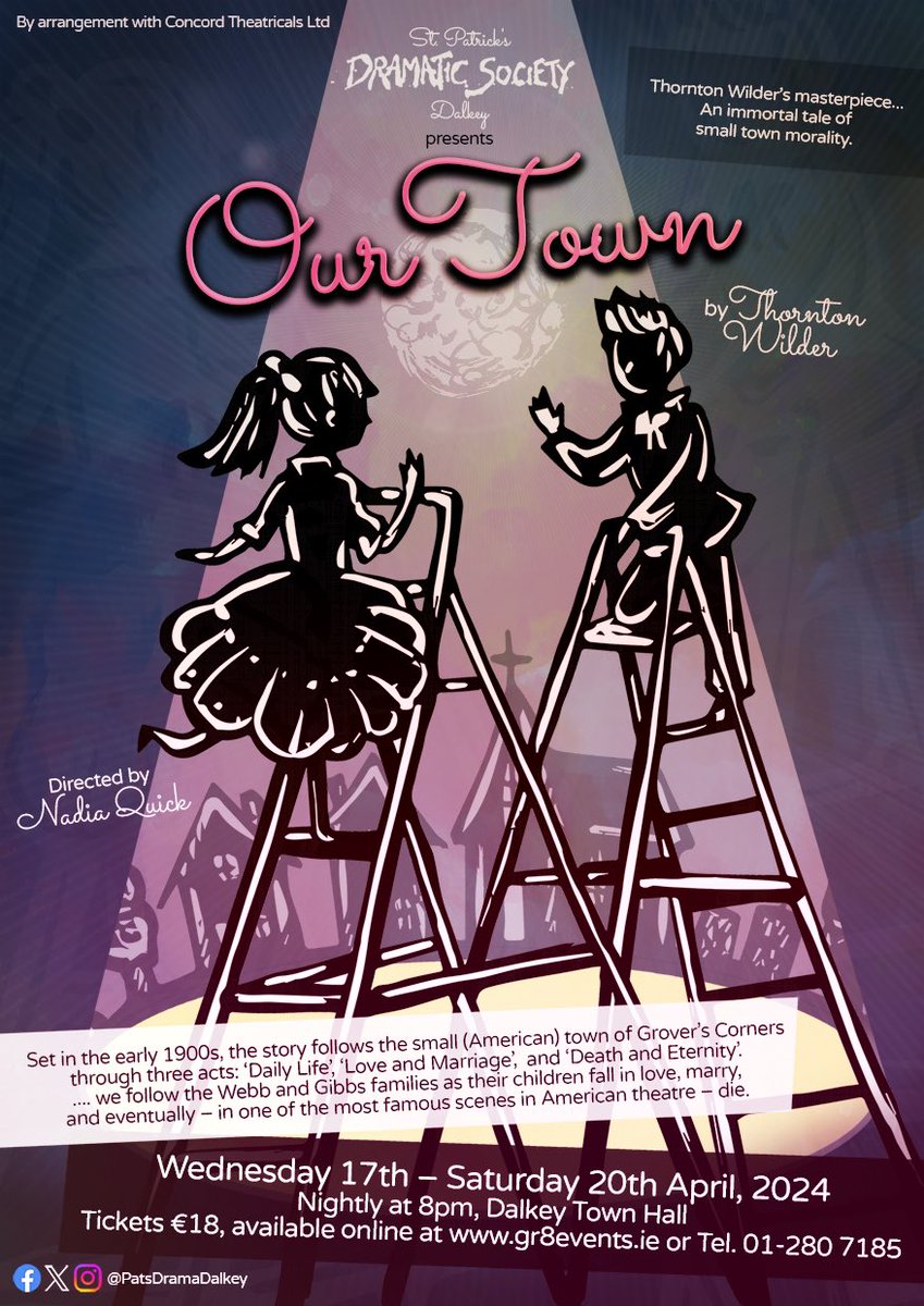 Our upcoming production of Thornton Wilder’s Our Town is coming to Dalkey next month!! 

Tickets are available now through <a href="/Gr8Event/">Gr8 Events</a> gr8events.ie/sales/index.ph…

Get booking!!