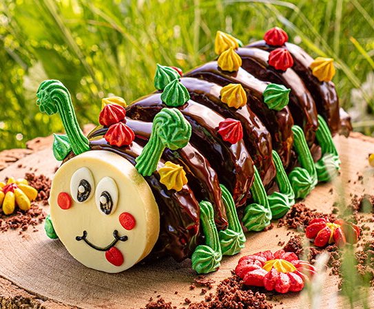 Humzumble's tweet image. Hubby thought he’d make the @BritishBakeOff caterpillar cake. Can you tell which is his?