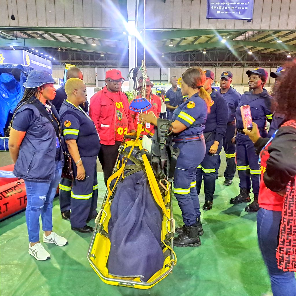 Today is day 4 at the Rand Show, Joburg Expo Centre. The MMC for @CoJPublicSafety Dr @MTshwaku visited the Public Safety stalls at Hall 5. Interacting with Public Safety staff from JMPD, EMS, Licensing & Disaster Management. #RandShow2024 #ManjeNamhlanje