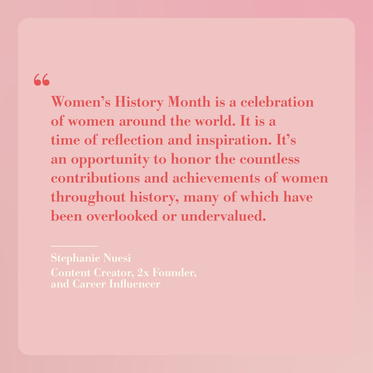 Rounding out our #WomensHistoryMonth Spotlight with <a href="/StephanieNuesi/">Stephanie Nuesi</a>, a content creator, 2x founder, and career influencer!

Read the full Q&amp;A here: bit.ly/3wEyKjs