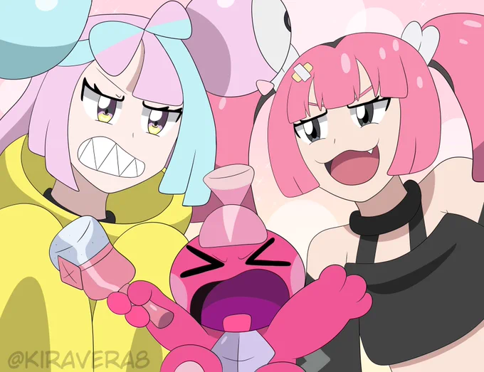 three pink gremlins of horizons #anipoke 