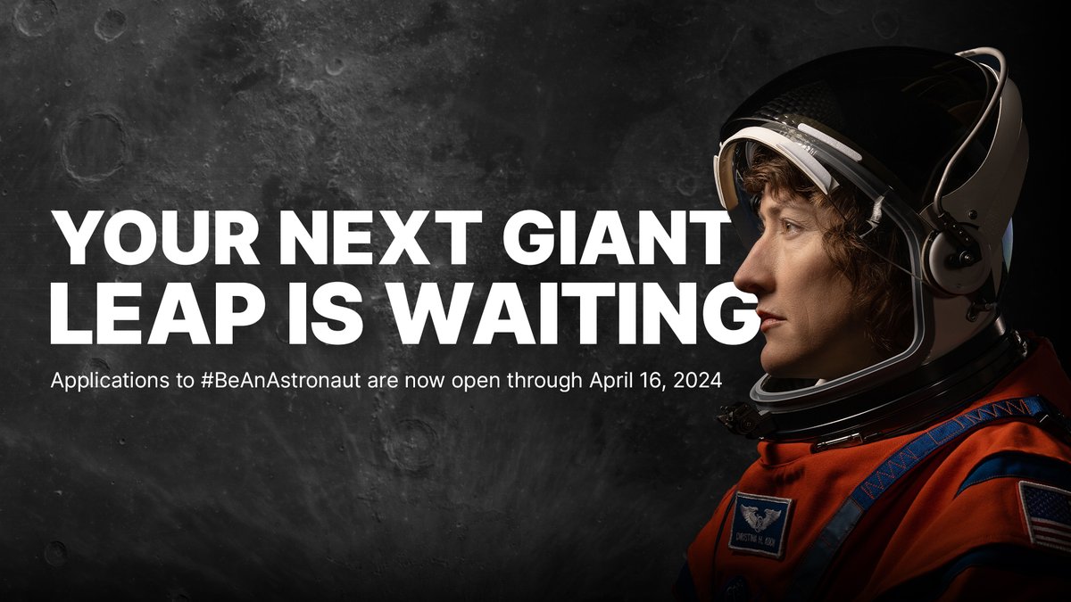 Do you know someone who should apply to #BeAnAstronaut? Here's their chance. Get the details and learn more about the process: go.nasa.gov/astro2024 Ready to get started? Go straight to the application: usajobs.gov/job/779261100