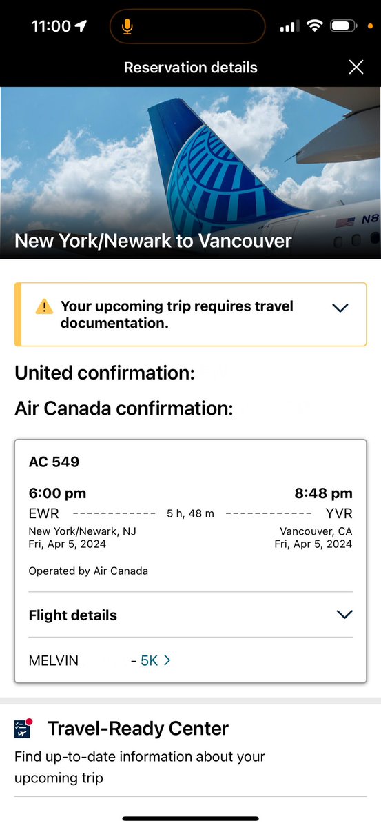 spotwithmelvin's tweet photo. Waited until the last minute for Air Canada to release a saver award seat. 

Ended up booking it for 30k United miles + $5.60, which was a steal. https://t.co/cXn6Co3awZ