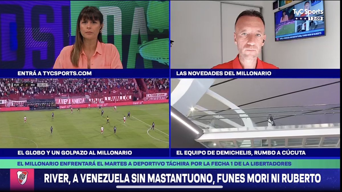 Juan Cortese (@juancortese) on Twitter photo Aire de domingo en <a href="/TyCSports/">TyC Sports</a> junto a <a href="/MajoLezcano82/">Majo Lezcano</a> y la partida de River a Venezuela.
Ruberto jugará el Superclásico de Reserva, Mastantuono no se recuperó de la lesión en la pierna derecha y Funes Mori tampoco de la sinovitis. Aire de domingo en <a href="/TyCSports/">TyC Sports</a> junto a <a href="/MajoLezcano82/">Majo Lezcano</a> y la partida de River a Venezuela.
Ruberto jugará el Superclásico de Reserva, Mastantuono no se recuperó de la lesión en la pierna derecha y Funes Mori tampoco de la sinovitis.