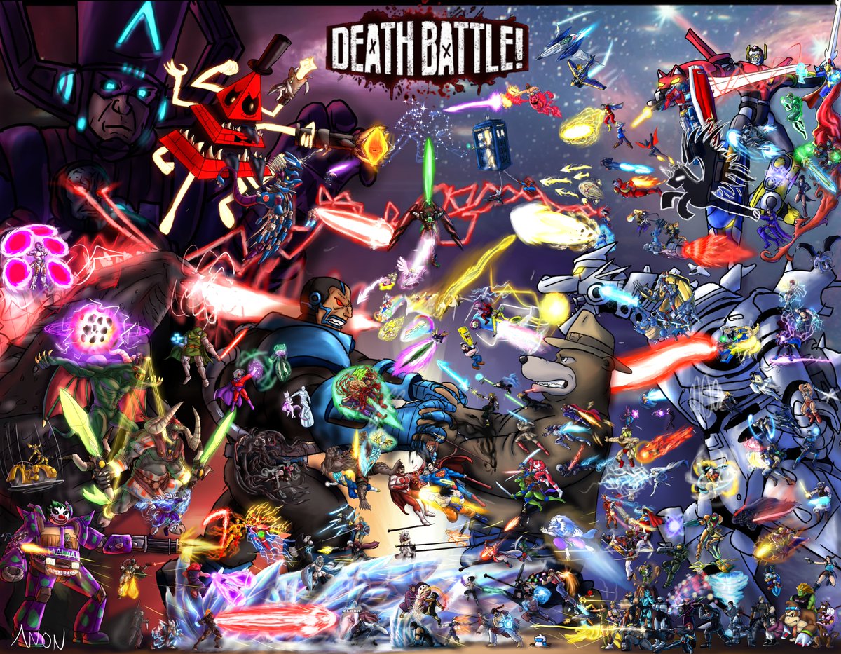 IT'S DONE. IT'S FINALLY FUCKING DONE!
THE DEATH BATTLE SERIES POSTER IS FINALLY COMPLETE! God I am NEVER working on something of this scope ever again. #saveDEATHBATTLE
#DEATHBATTLE 
(all character close-ups 🧵)