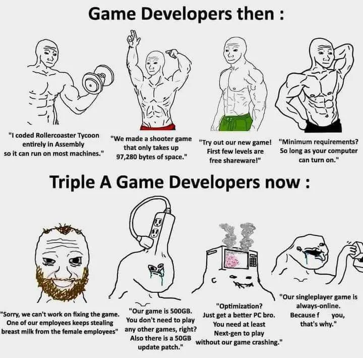 azuredrops's tweet photo. Devs Before and Devs Now https://t.co/amO5BPrdid