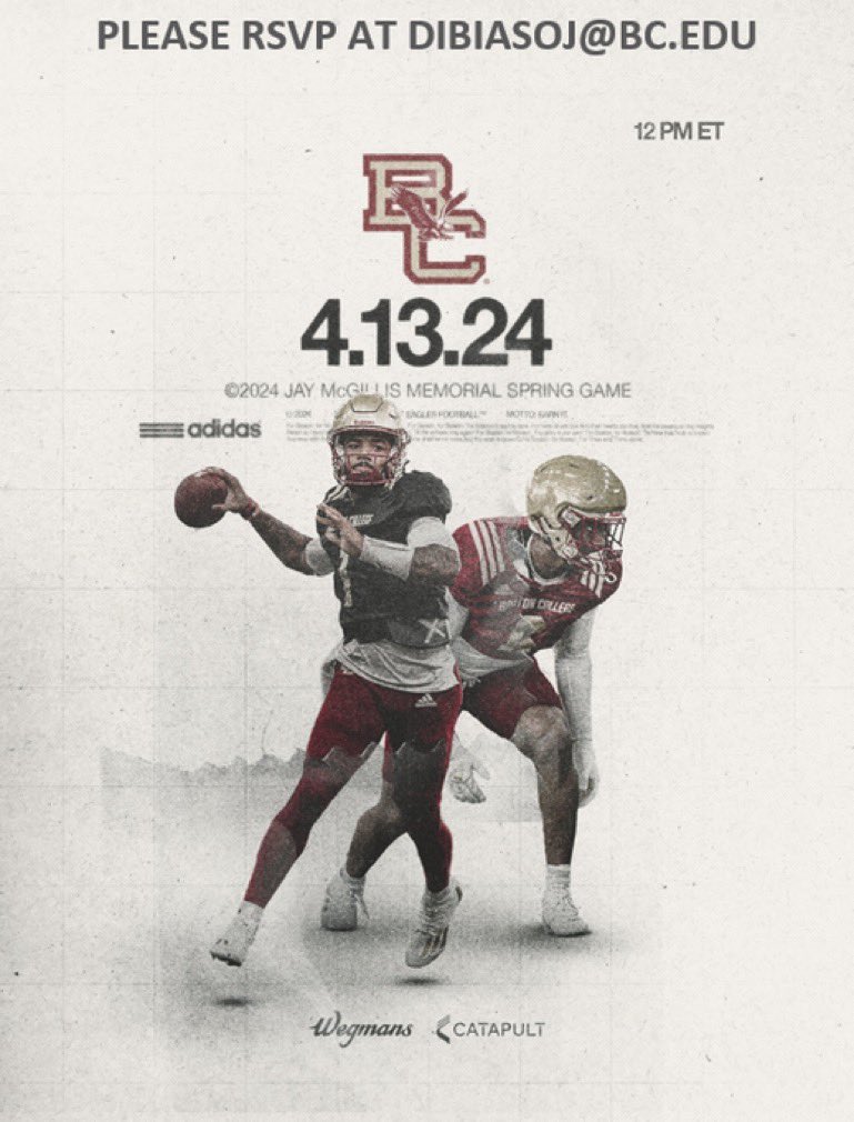 Thank you @Coach_JDiBiaso for the spring game invite! @BCFootball looking forward to it.