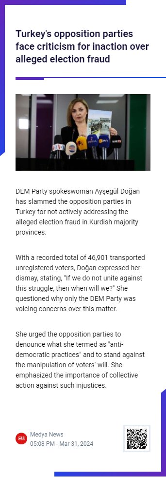 1MedyaNews's tweet photo. 🔴 #LIVEBLOG | Turkey's opposition parties face criticism for inaction over alleged election fraud.
#DEMParti | #Elections2024 | #Electionfrauds
⤵️ https://t.co/4Rk3Kfp3Ad https://t.co/uvbd29ABro