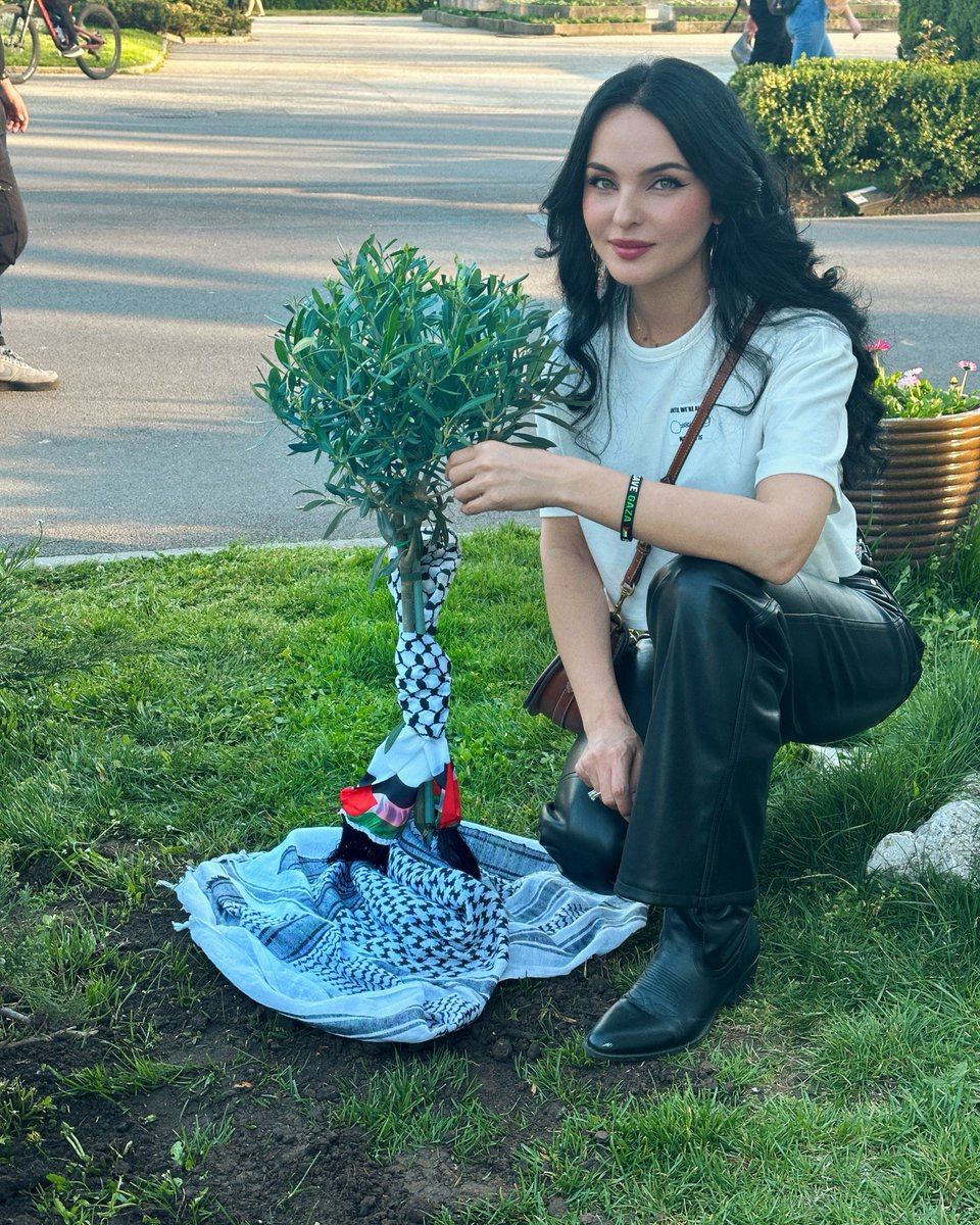 From yesterday in Bucharest, Romania, where we planted an olive tree to commemorate “Palestinian Land Day” after our government declared their friendship with the Ziostate. The people are standing with the right side of history, we don’t care about our corrupt politicians!