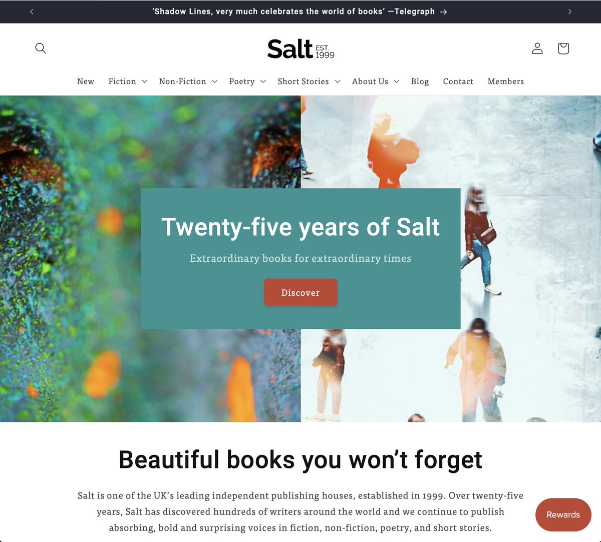 Come and join us as we launch our new website – celebrating twenty-five years in independent publishing. Discover this year’s amazing books and learn more about our work. Salt is commencing a new phase of development – subscribe now to discover more. Please RT – sincere thanks.