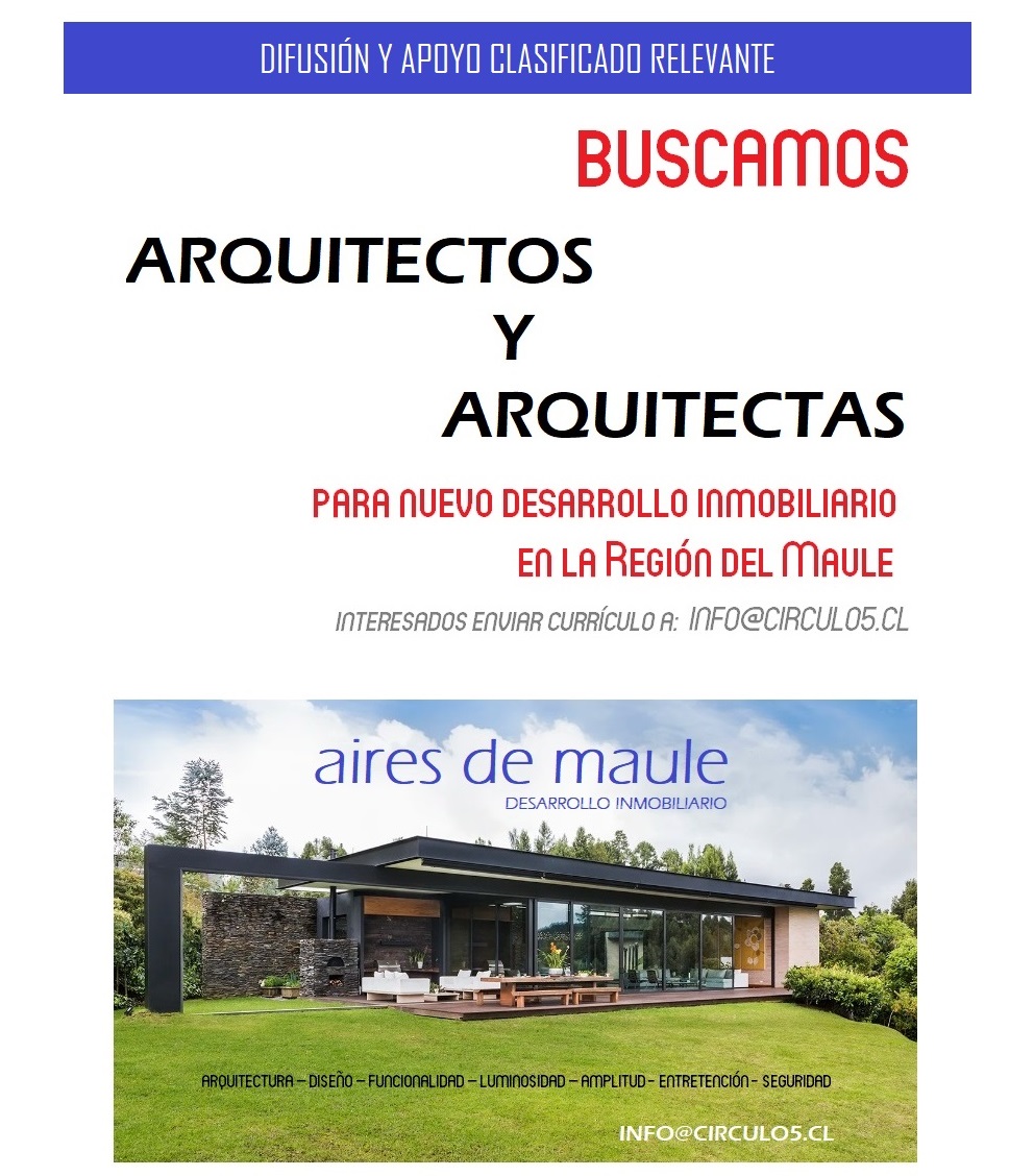 AmordePapa's tweet photo. Interesante posibilidad de trabajo para arquitectos. Favor enviar currículo a info@circulo5.cl - ÉXITO. https://t.co/TQ0MtKmpZr