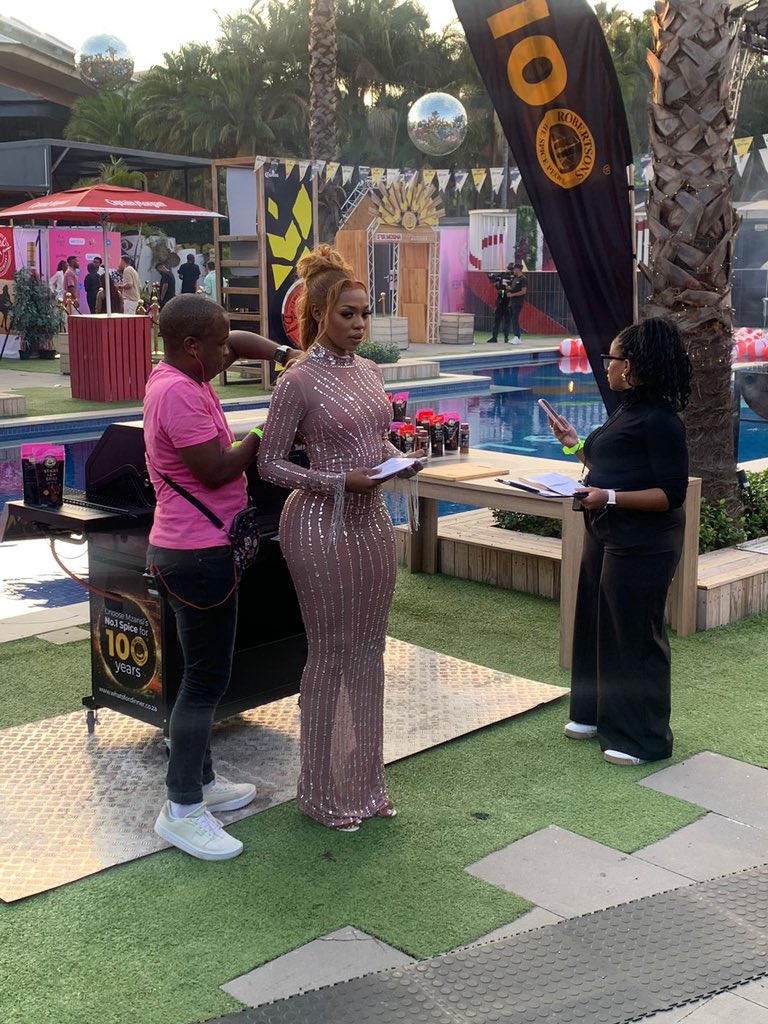 LIVE from the BBM Finale Watch Party: We have the lovely Khosi in this stunning dress made for queens 😍🔥 #BBMzansi