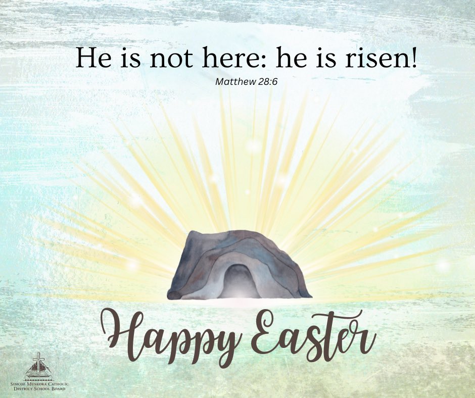 Happy Easter from SMCDSB! Sending prayers of hope and renewal to our families, staff, and students!
