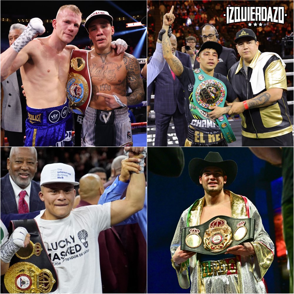 IzquierdazoBox's tweet photo. 🔥 Un fin de semana donde 4 mexicanos pelearon por 4 títulos mundiales y ganaron:

🇲🇽 Óscar Valdez (Campeón Interino Peso Súper Pluma OMB)
🇲🇽 Rey Martínez (Campeón Peso Mosca CMB)
🇲🇽 Pitbull Cruz (Campeón Peso Súper Ligero AMB)
🇲🇽 Zurdo Ramírez (Campeón Peso Crucero AMB) https://t.co/YHPN4b8keR