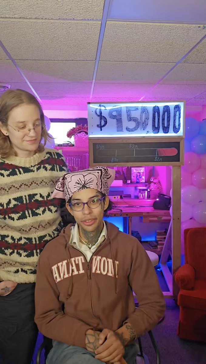 ErinInTheMorn's tweet photo. Hey folks! Mercury Stardust and Jory are trying to raise $4,000,000 for Point of Pride! They are already at $1M! The organization helps people obtain trans healthcare, something SO important after modern attacks making it harder to get.

Stream is here: https://t.co/r52SRt7Iro https://t.co/9fTLeLe2Sn