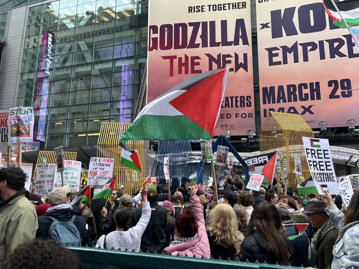 Day of the Land protest to Free Palestine. Thousands gather in Times Square Mar. 30, 2024.